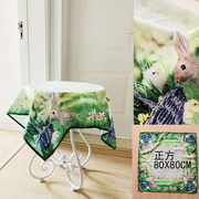 小清新可爱兔子田园桌布台布餐桌布茶几布正方形搭巾家具电器盖布
