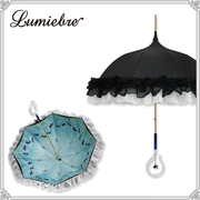 日本lumiebre幸运金鱼，手绘晴雨伞长柄伞遮阳伞两用荷叶，边宝塔伞