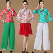 印花广场舞服装套装女民族，中国风秧歌舞蹈，演出服古典表演纱裙