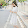 夏天女2023短袖雪纺白色连衣裙夏季法式初恋气质小个子仙女裙