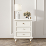 美式实木床头柜轻奢白色现代简约卧室床边柜收纳柜客厅窄边几欧式