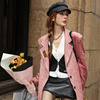 CLOUDSEASON烟粉色麂皮西装外套女小个子高级感炸街时尚春季