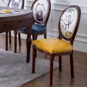 美式实木餐椅家用复古休闲欧式创意做旧带扶手靠背椅子
