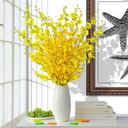 黄色跳舞兰仿真花套装欧式花瓶，花插简约客厅，室内装饰假花绢花干花