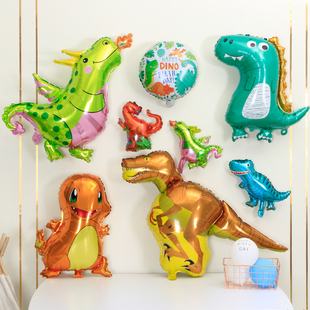 恐龙气球造型儿童生日充气恐龙满月布置森林主题，卡通气球装饰用品