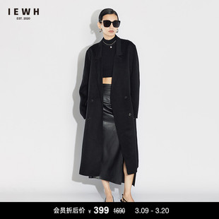 IEWH 秋冬100%羊毛经典双面呢大衣女中长款外套