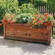 花盆花箱长方形碳化防腐木花盆阳台，种菜盆白色木桶田园风花槽花器