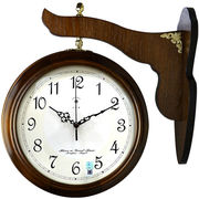 北极星（POLARIS）挂钟客厅创意双面石英钟表复古时钟欧式实木卧