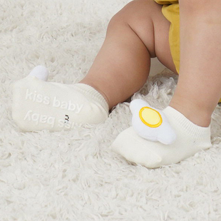 韩国婴儿纯棉袜子夏季超薄地板，防滑袜立体卡通，新生儿童隐形袜ins