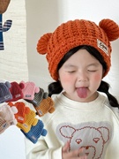 冬季女童毛线帽儿童针织帽子小女孩2023女宝宝秋冬款护耳保暖
