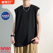 NASA联名纯色运动背心男夏季宽松黑色无袖上衣高级感美式篮球t恤