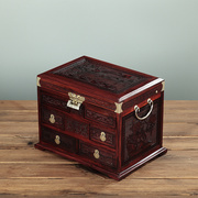 大l红酸枝红木首饰盒带，锁双层中式实木质，复古手饰品盒收纳盒密码