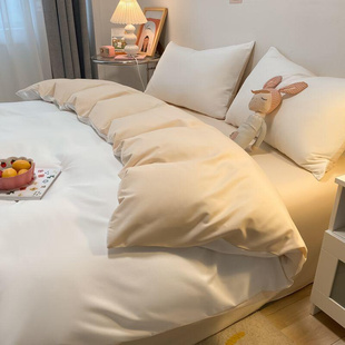 酒店床上用品四件套民宿纯白色床单被套宾馆专用床品七件套可刺绣