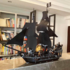 黑珍珠号模型加勒比海盗船，积木帆船10岁男孩，拼装玩具儿童生日礼物