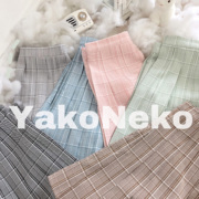 夜行猫yakoneko单品系列多巴胺，百褶裙女半身裙夏粉色(夏粉色)高腰短裙