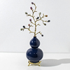 欧式法式高档陶瓷葫芦花枝，摆件天然玛瑙客厅玄关奢华装饰品摆设