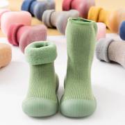 婴儿袜子冬季加厚宝宝中筒防滑地板袜公仔翻口胶底袜儿童学步袜子