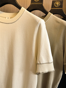 意大利“奢品”细腻纱线！春夏男士纯色圆领提花针织衫短袖T恤衫
