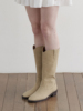 wddyshoes手工鞋 2023秋冬款高级斑驳绒及膝显瘦复古中筒骑士马靴