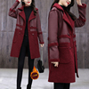 两面穿羊羔毛外套(毛，外套)女秋冬季加绒加厚红色，皮衣大衣棉服女中长款