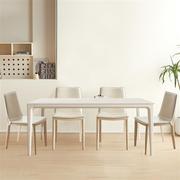 意式奶油风岩板餐桌轻奢长方形餐桌椅组合家用小户型客厅吃饭桌子
