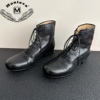 mantova曼托瓦马丁靴黑色真皮短靴，圆头系带复古切尔西靴手工女靴