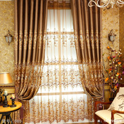 高精密窗帘布定制客厅卧室绣花窗帘加厚欧式窗帘成品