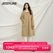 杰茜莱卡其色双面羊毛大衣女装秋冬高级感呢外套潮 jessyline