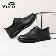 VOLO/犀牛男士皮鞋真皮商务休闲皮鞋透气牛皮爸爸鞋系带平跟男鞋