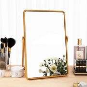 实木镜子化妆镜方形可折叠梳妆镜台式桌面小型办公室便携家用卧室