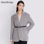 mindbridge秋冬款女毛呢，格子时尚显瘦西服，外套少量muca729b-2680