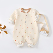颗粒熊宝宝衣服婴儿服装不连帽棉长袖单排扣新生儿爬爬服婴儿服秋