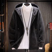 冬季毛衣男士连帽开衫外套青年，个性针织衫韩版保暖秋冬装加厚加绒