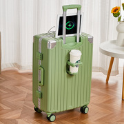 杯架行李箱ABS+PC静音万向轮可充电20寸登机箱24寸密码旅行箱