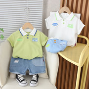 男童夏装套装洋气1-4岁2宝宝短袖，3婴儿童装0小童夏天薄款两件套潮