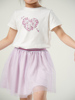 女童法式风紫色系套装夏款2023宝宝短袖半身裙蓬蓬纱裙