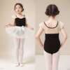 小飞袖舞蹈服女童芭蕾舞服幼儿，夏季短袖带内衬，网纱透气连体练功服