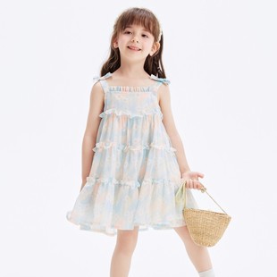 女童连衣裙2024夏季儿童裙子，雪纺裙吊带蛋糕裙，宝宝童装公主裙