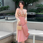 艺术感轻国风新中式连衣裙别致独特裙子质感高级粉色吊带裙夏季女