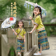 三月三女童夏装民族服装连衣裙，夏季广西壮族傣族旗袍儿童表演出服