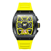 手表防水外贸男瑞士全自动镂空机械时尚橡胶方形精钢国产腕表