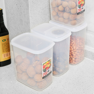 日本进口厨房密封罐塑料冰箱，带盖保鲜盒奶粉罐大号，干货杂粮收纳罐