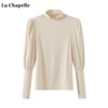 拉夏贝尔/La Chapelle秋季泡泡袖T恤女半高领长袖打底衫上衣