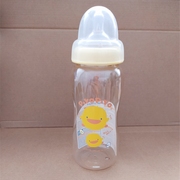 黄色小鸭宝宝奶瓶防胀气宽口径PES塑料葫芦握把自动吸管奶瓶耐摔