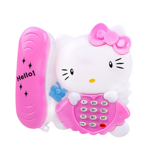 儿童电话机儿童早教益智KT猫电话机益智玩具玩具发光发声地摊