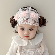 婴儿假发帽子女宝宝春秋款，头饰发带新生宝宝小月龄，护囟门帽可爱超