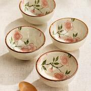 日式陶瓷碗家用特别好看的米饭碗创意网，红饭碗盘子组合餐具阳春花