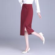 系带设计感包臀裙中长款半身裙女春季2024西装裙，职业裙一步裙