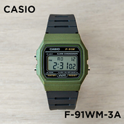 卡西欧手表casiof-91wm-3a绿框防水日历，闹钟秒表复古电子小方表