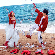 情侣主题拍照服装时尚个性潮流沙滩海景旅拍摄影婚纱照